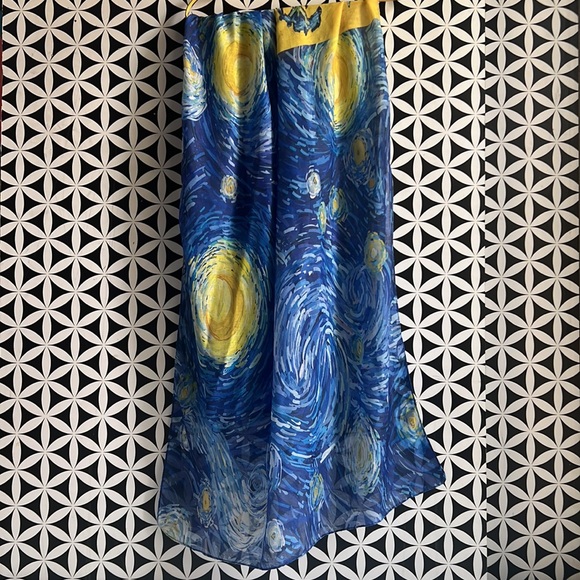 Blue-Yellow Starry Night &
Irises Scarf/Body wrap - Picture 3 of 9